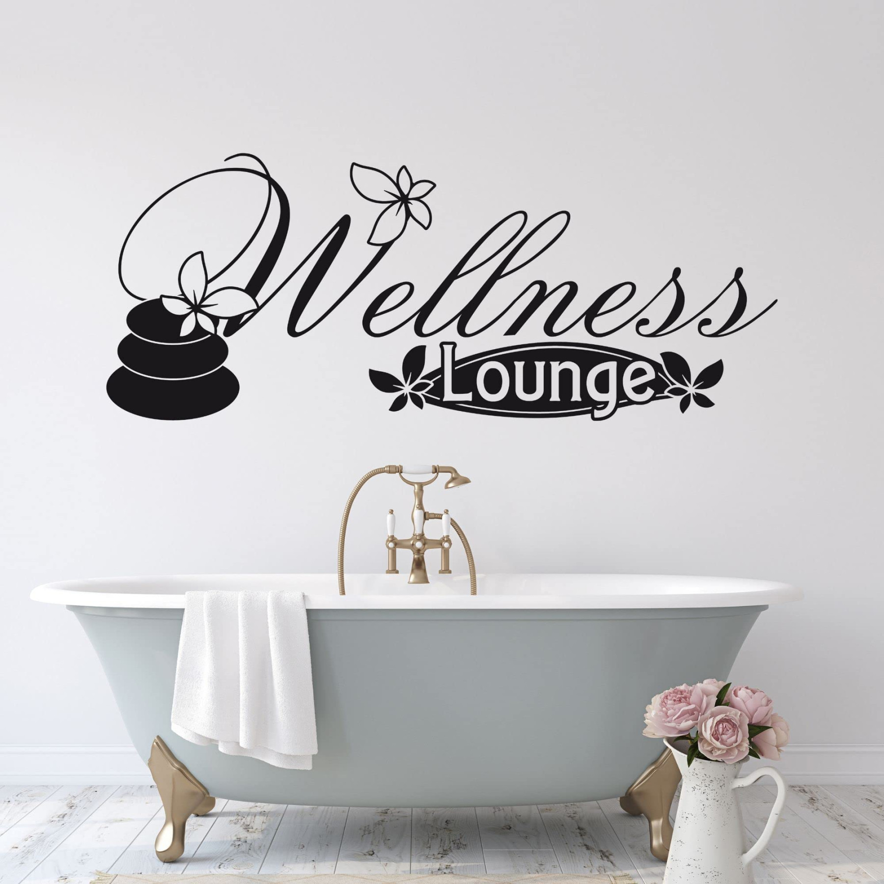 GRAZDesign Wandtattoo Badezimmer Wellness Lounge, Aufkleber Bad Deko,  Wandsticker selbstklebend Wanddeko für Fliesen, Schrank und Wand, xcm,