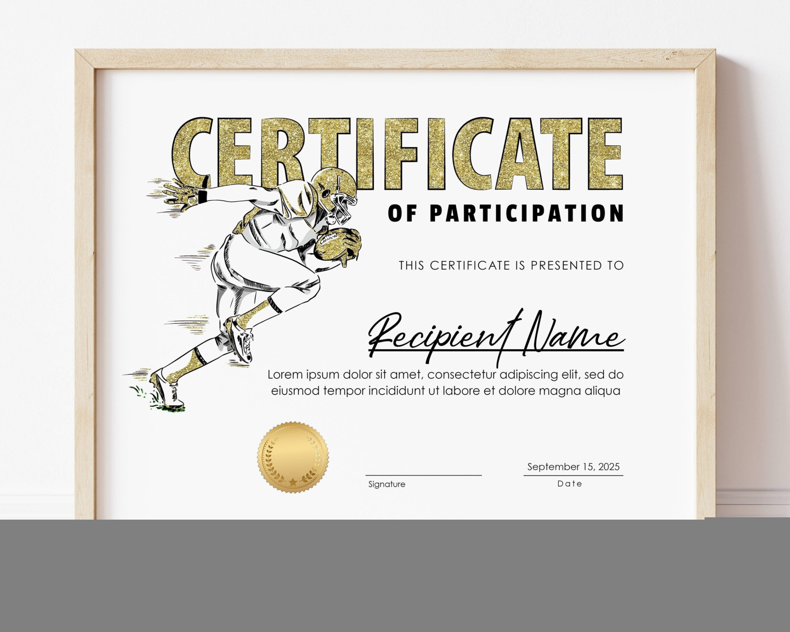 American Football Certificate Template Sports Certificate Award