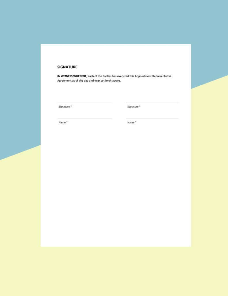 Appointed Representative Agreement Template in Word, Google Docs