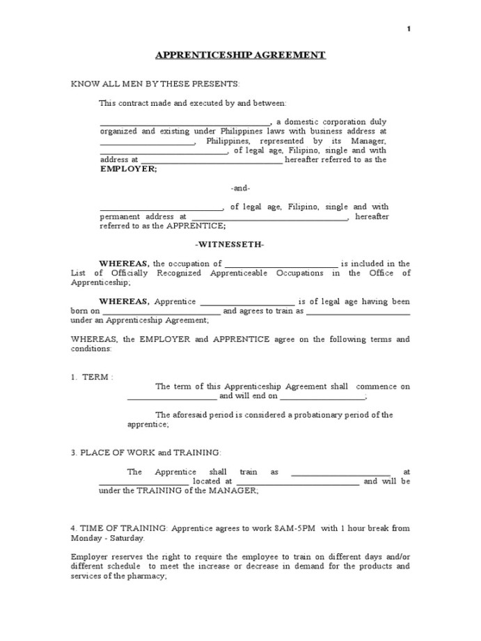 Apprenticeable Agreement - Blank  PDF  Apprenticeship  Employment