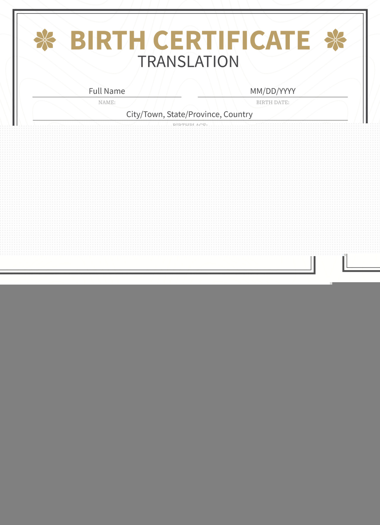 Birth Certificate Translation Free Google Docs Template - gdoc