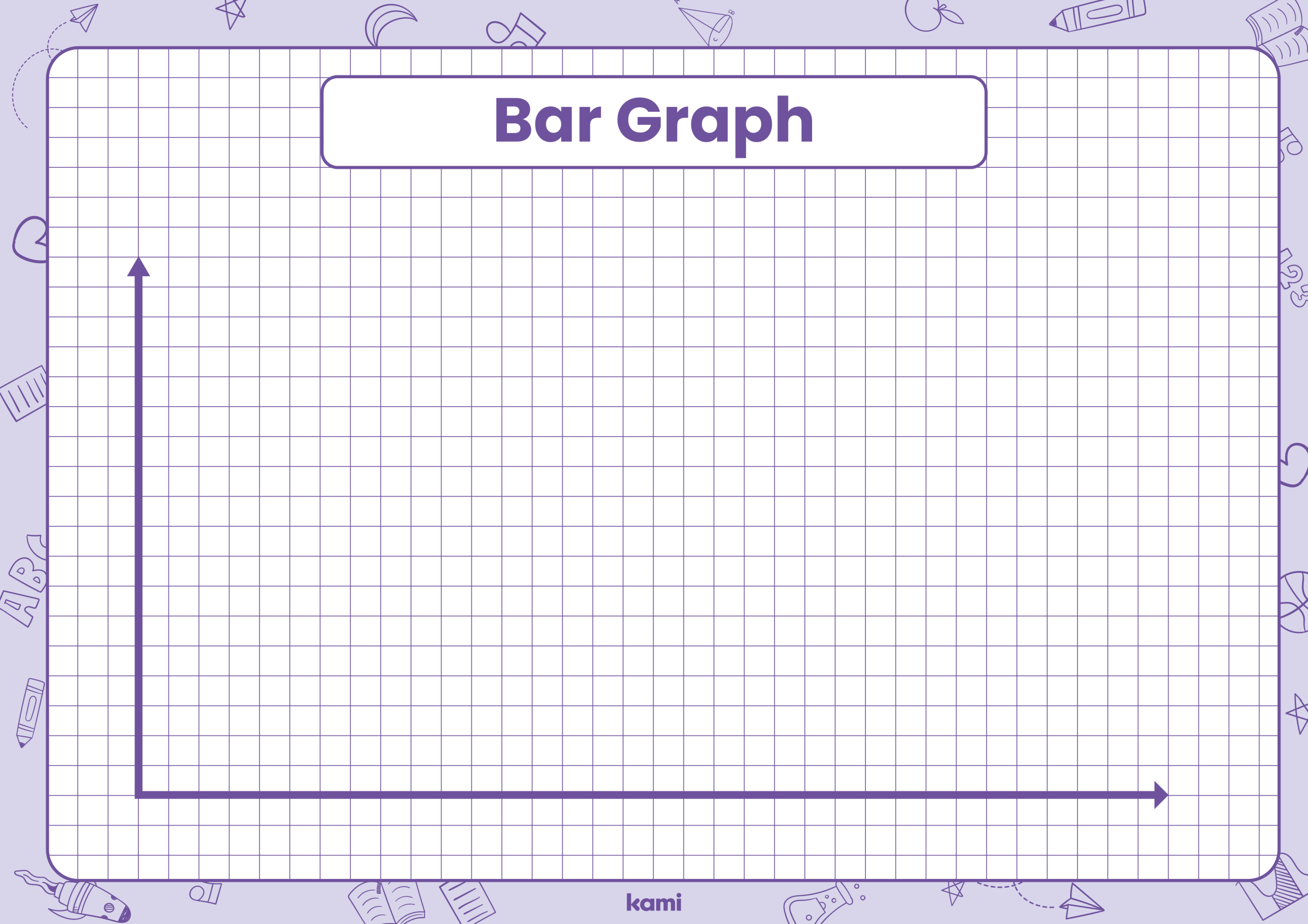 Blank Bar Graph Template  Landscape Purple Border for Teachers