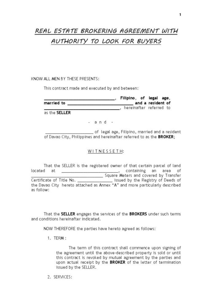 Brokers Agreement  PDF  Broker  Sales