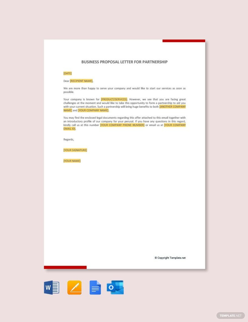 Business Proposal Letter for Partnership Template in Google Docs