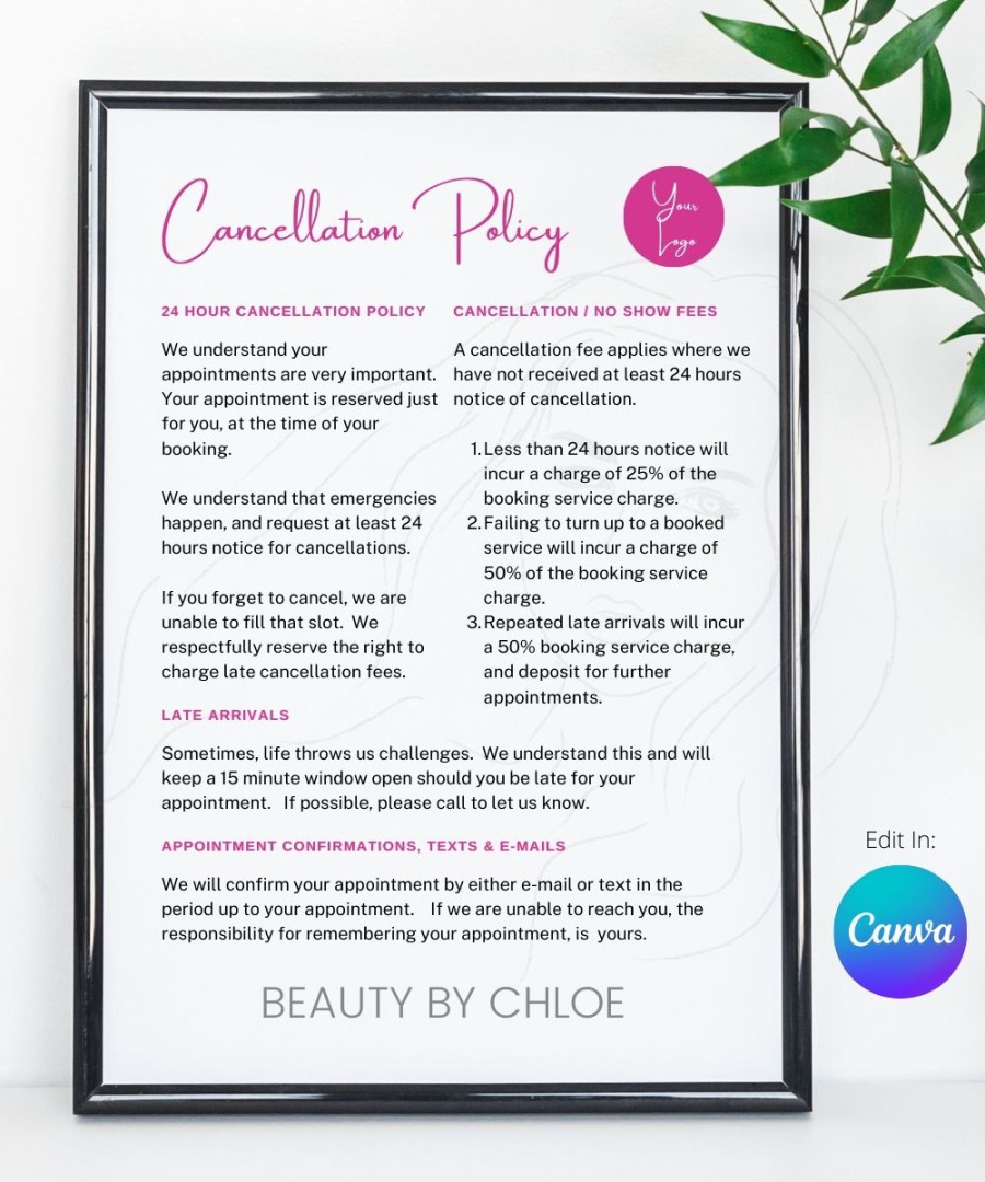 Cancellation Policy (Canva Template) Editable