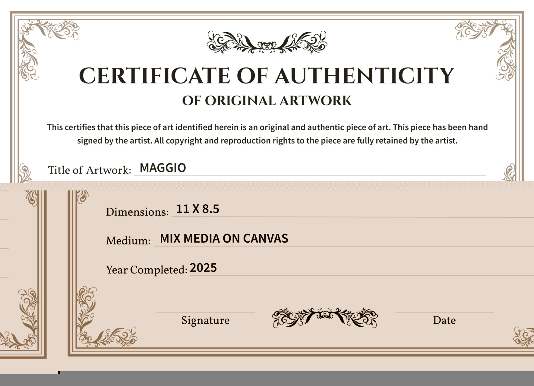 Certificate of Authenticity Free Google Docs Template - gdoc