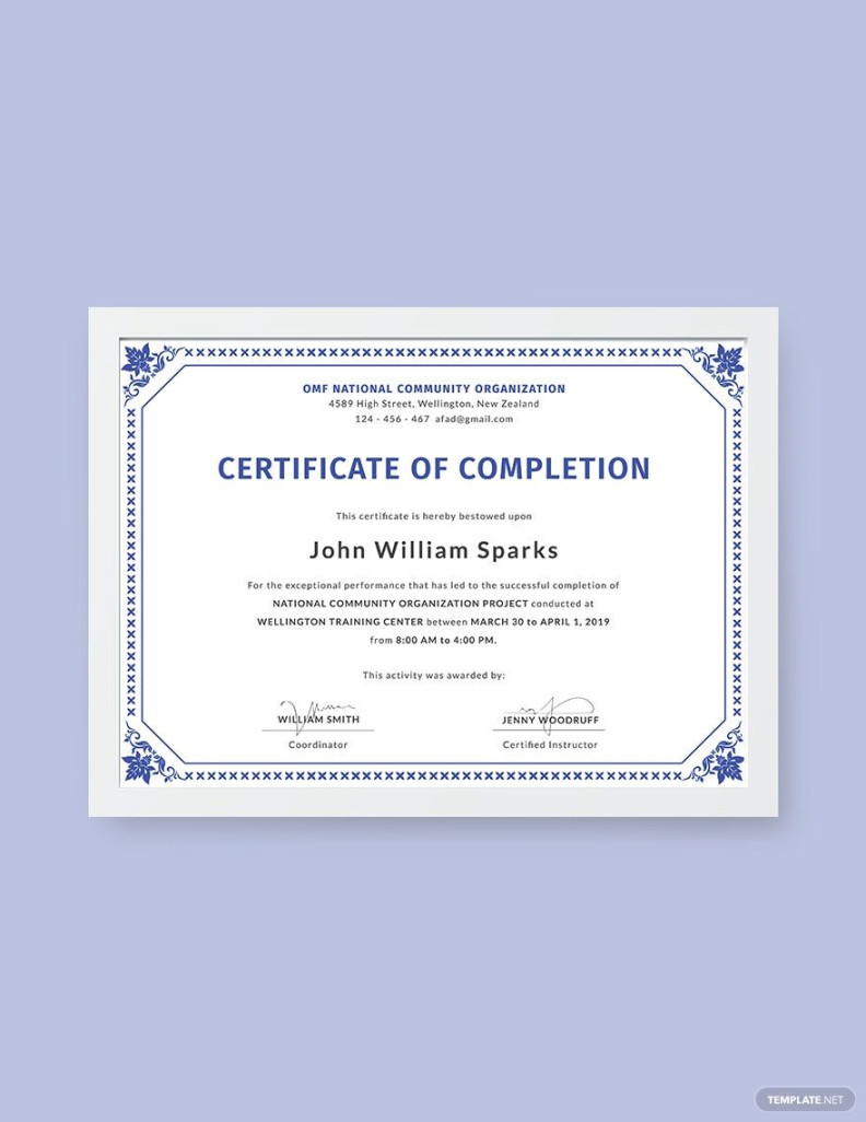 Certificate of Project Completion Template in Pages, Illustrator