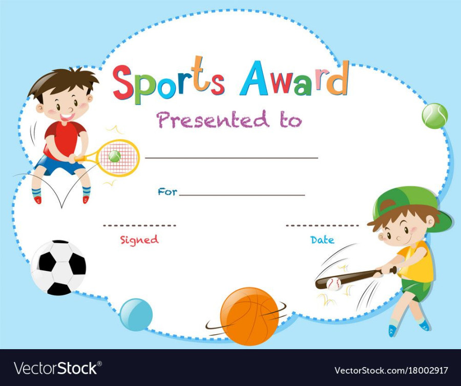 Certificate Template With Two Boys Playing Sports in Athletic