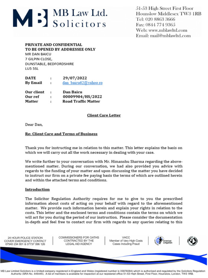 Client Care Letter  PDF  Confidentiality  Solicitor