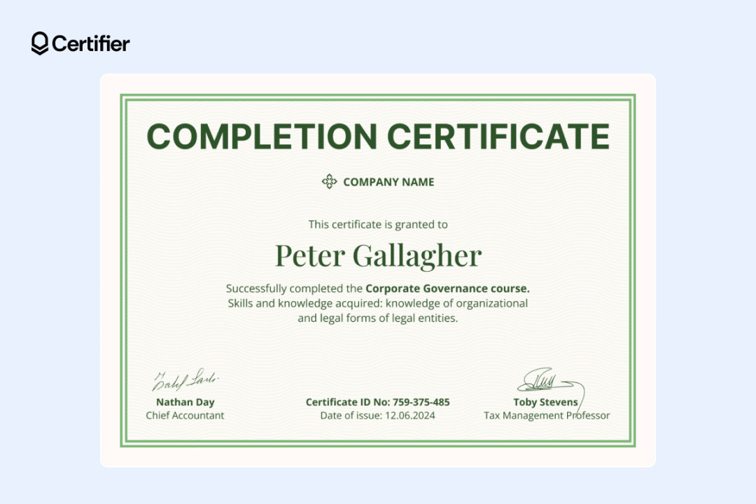 Completion Certificate Templates