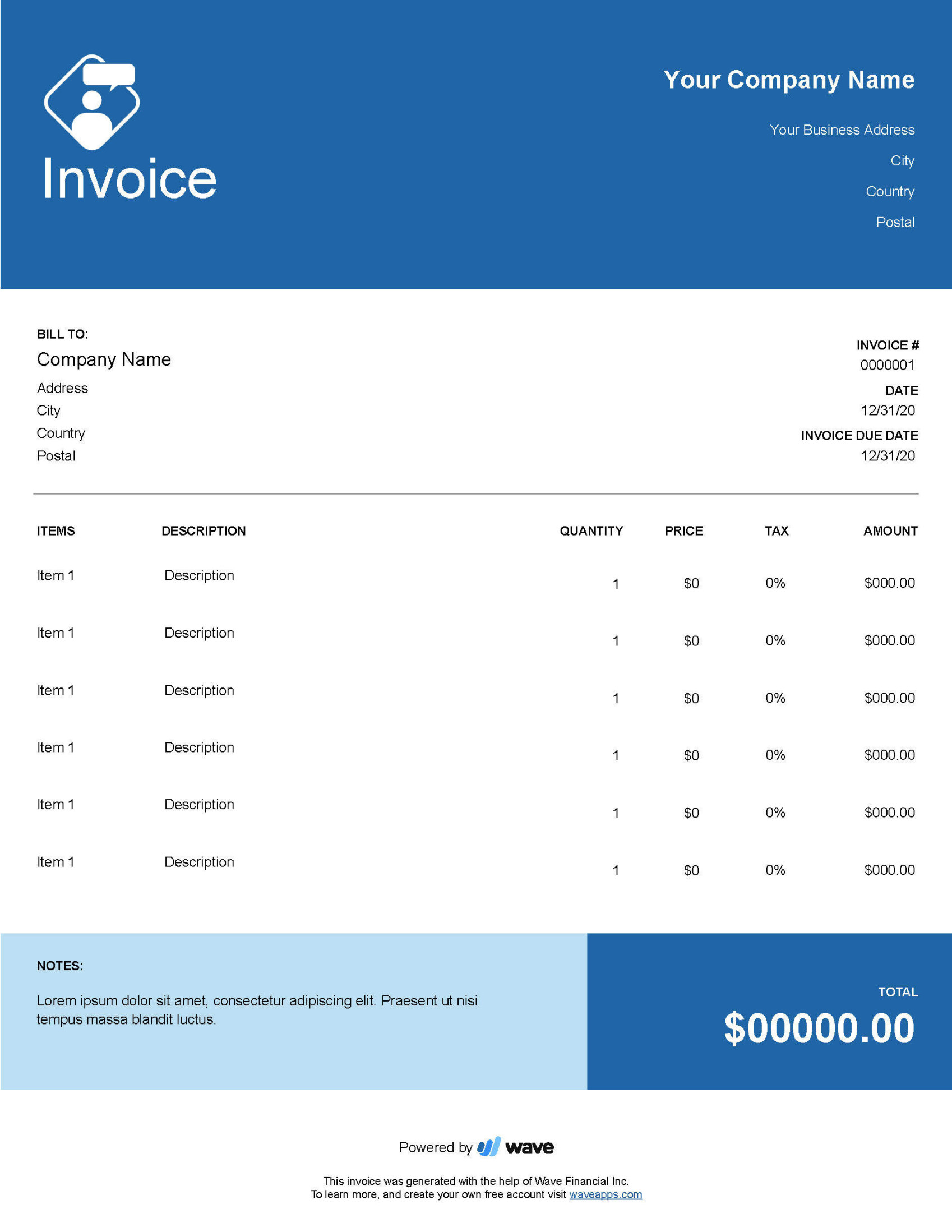 Consulting Invoice Template - Wave Financial