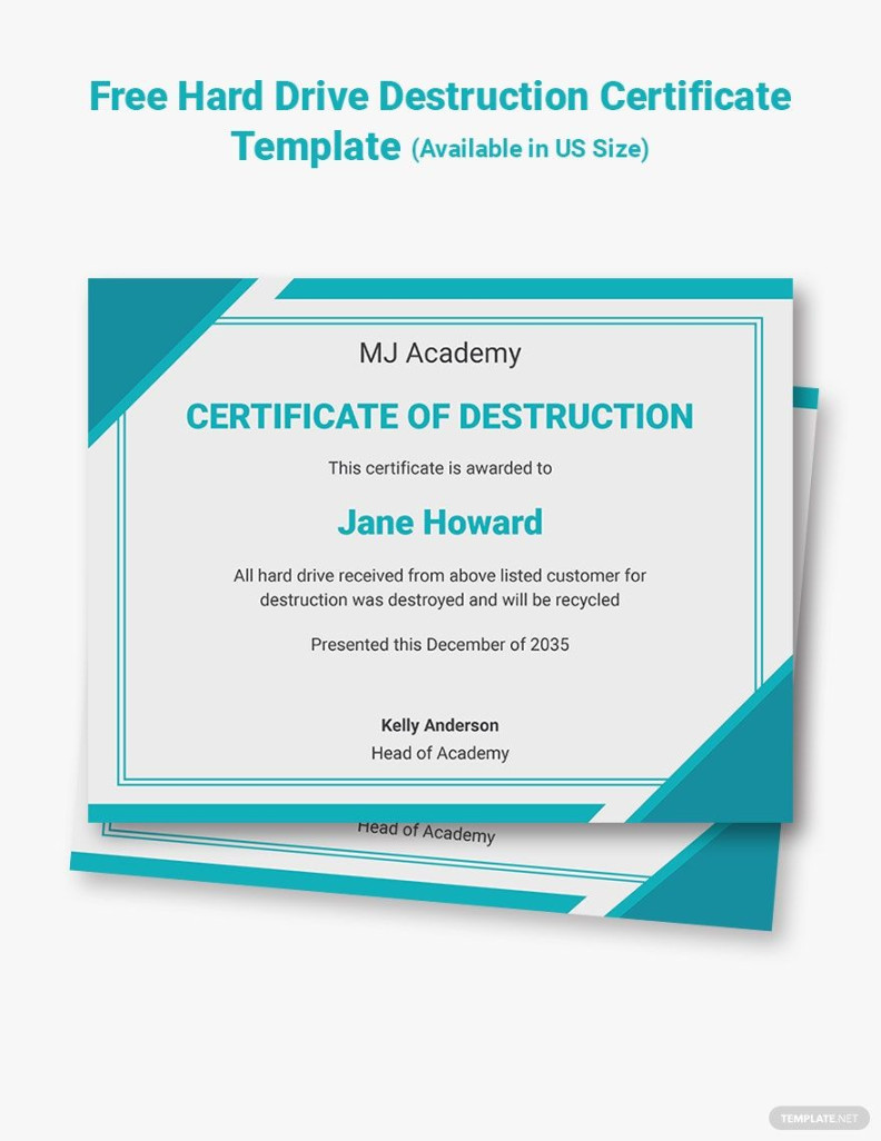 Destruction Certificate Templates in Google Docs - FREE Download