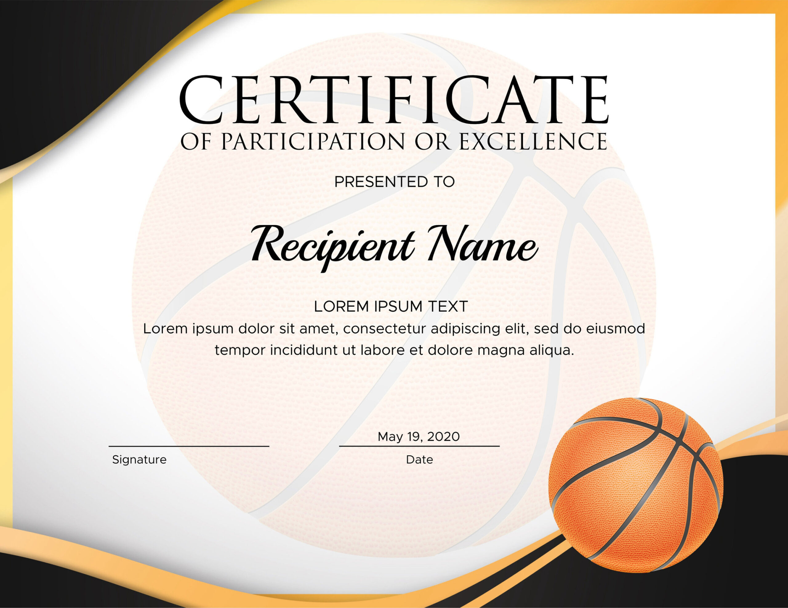 Editable Basketball Award Certificates