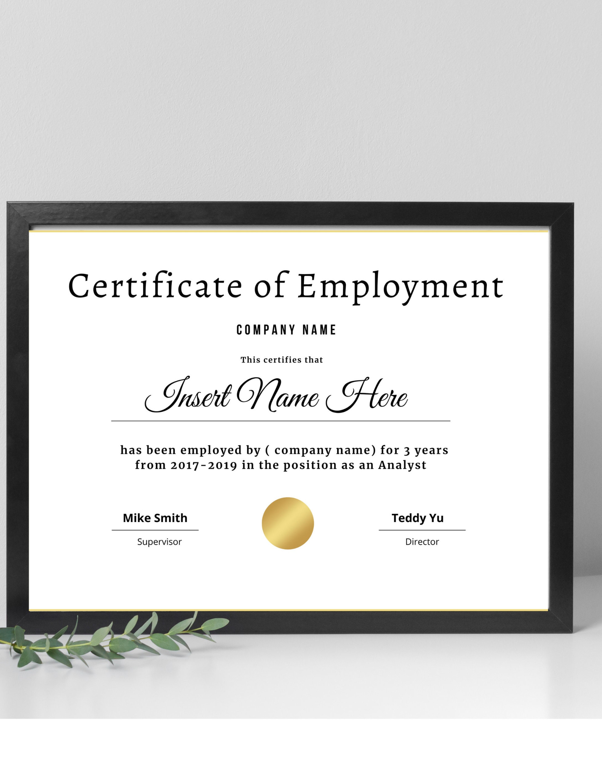 Editable Certificate of Employment, Certificate of Completion