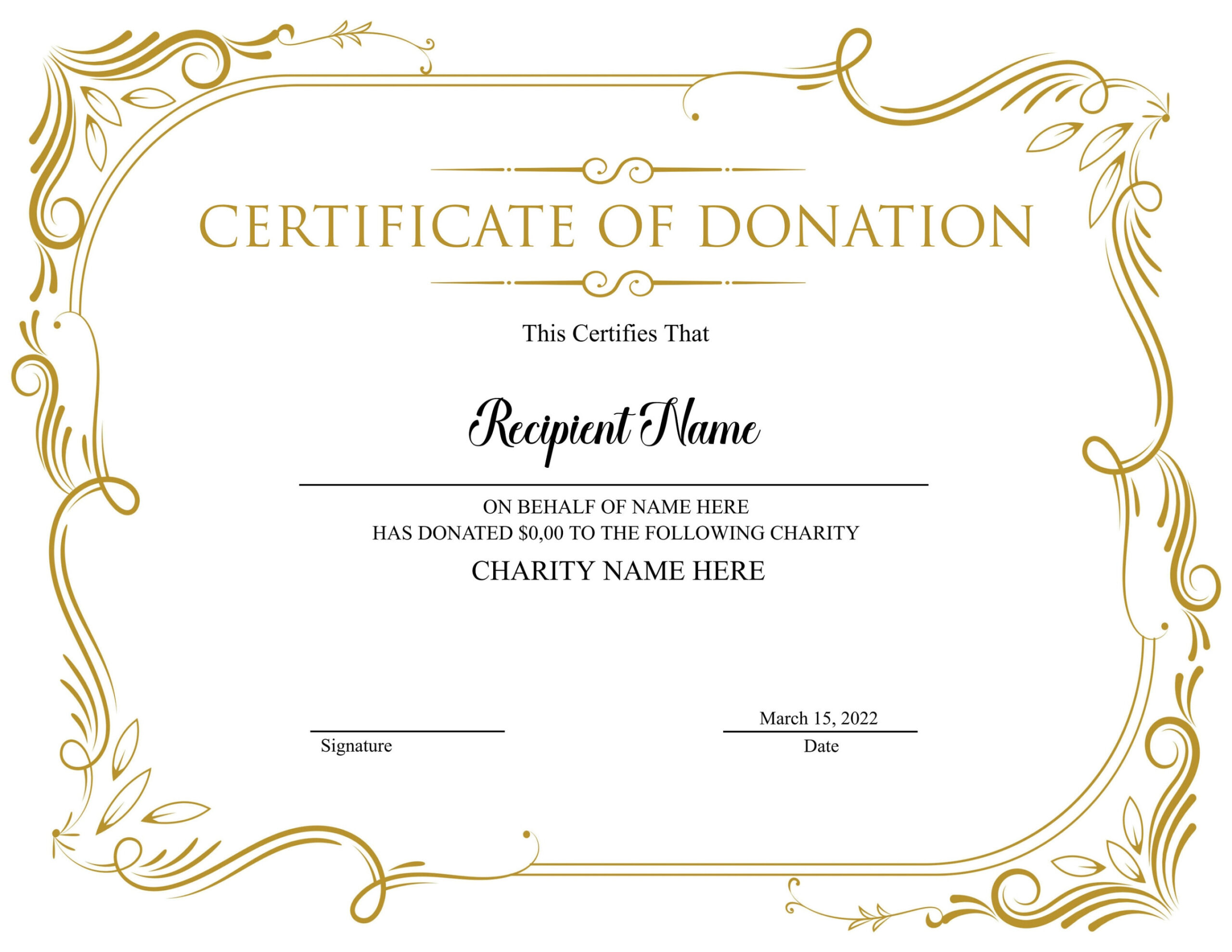 Editable Donation Certificate Template