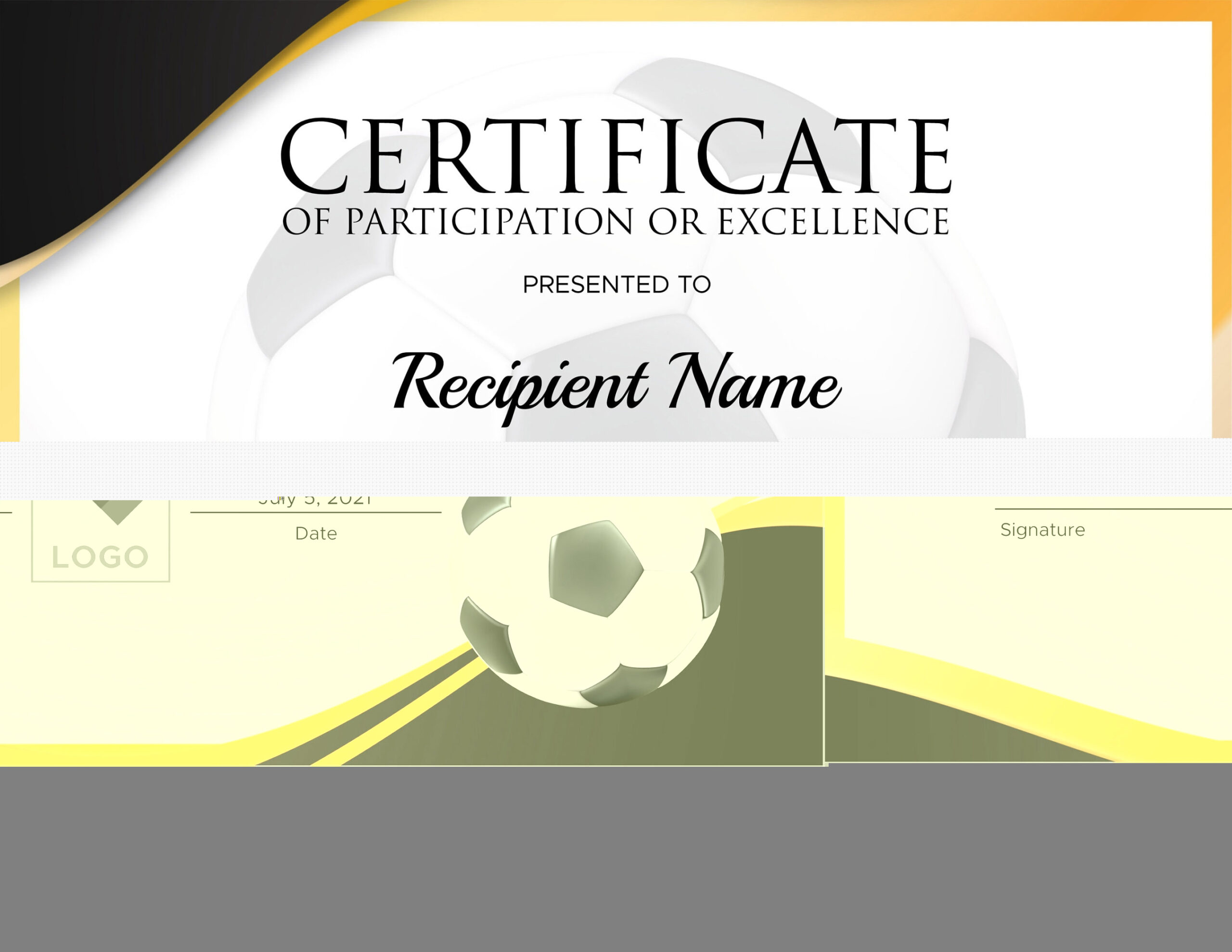 Editable Soccer Award Certificates. Customizable Soccer Certificate  Templates. Sports Award Certificates.