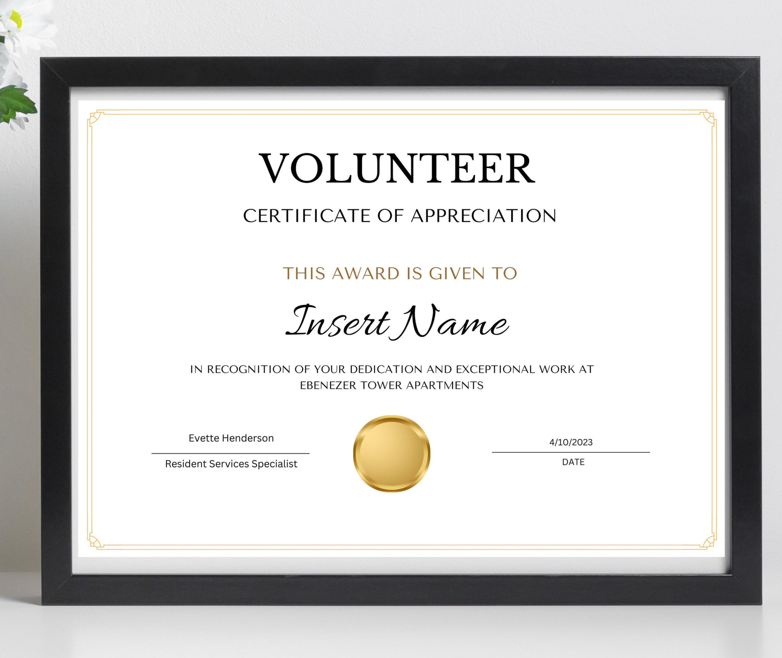 Editable Volunteer Certificate of Completion, Training Certificate