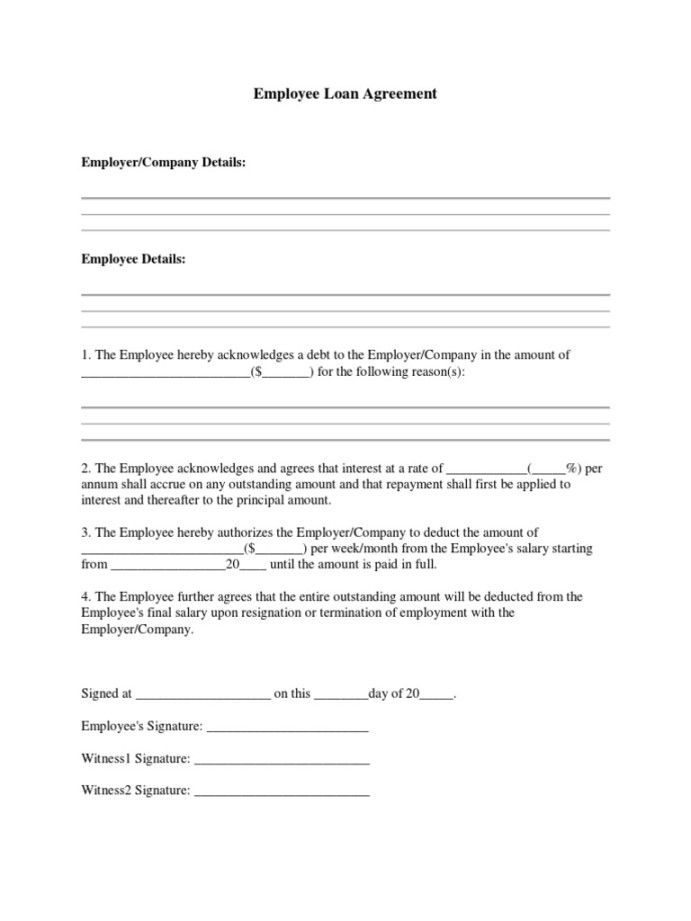 Employee Loan Agreement: Employer/Company Details  PDF