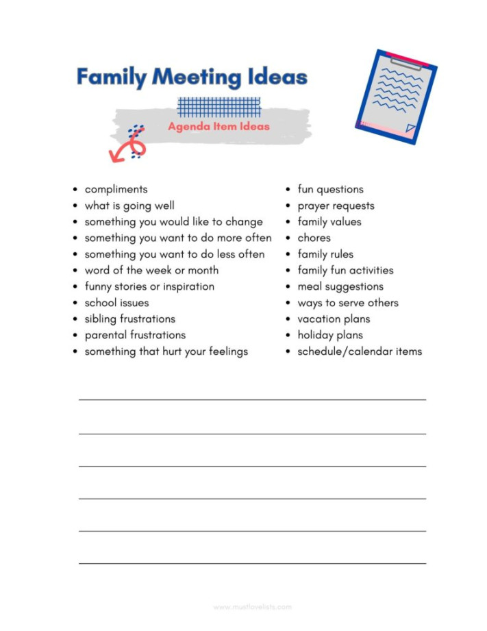 Family Meeting Agenda Ideas (Free Printable Template) - Must Love