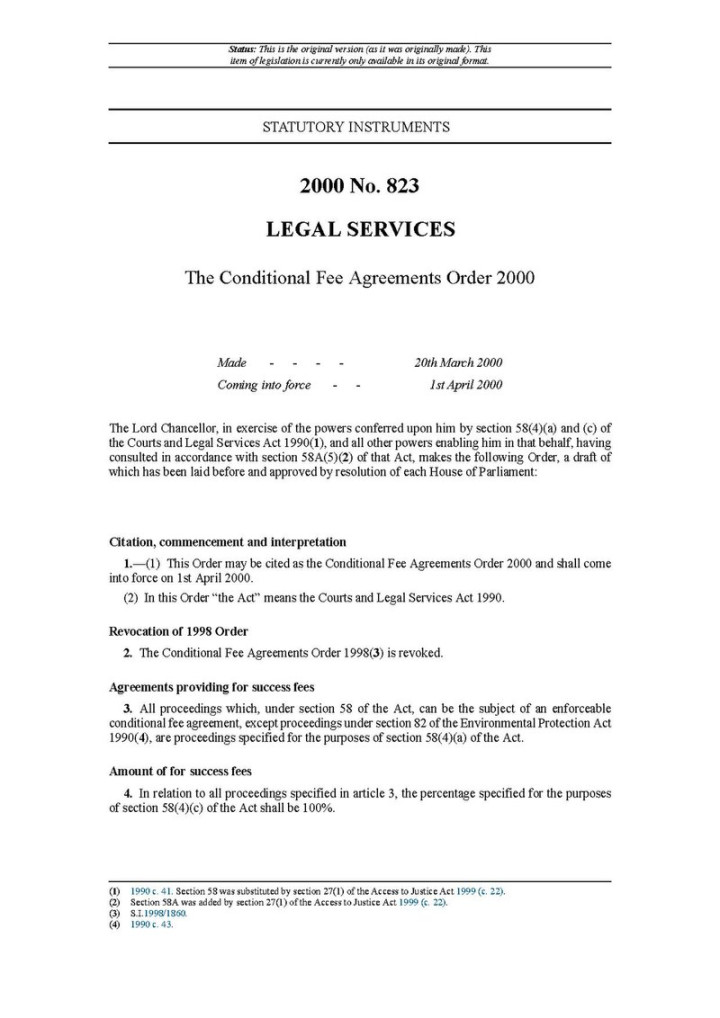 File:The Conditional Fee Agreements Order  (UKSI -)