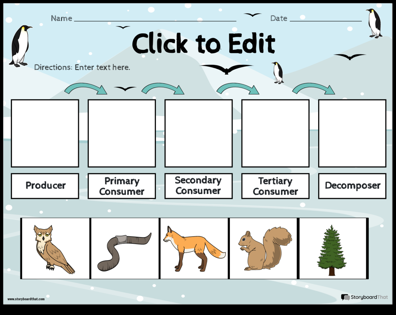 Food Chain and Web Worksheets: Free Customizable Templates