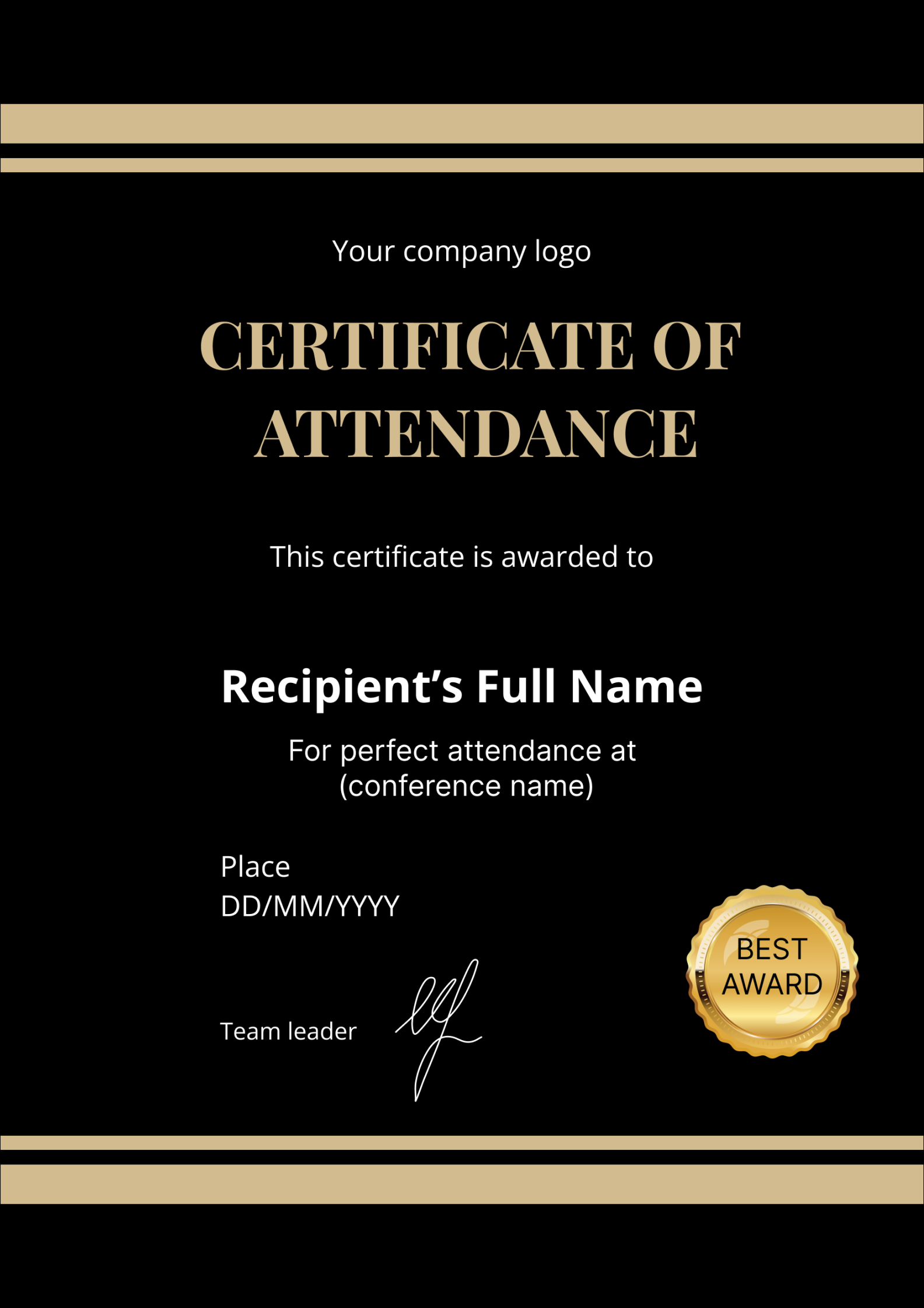 FREE Attendance Certificate Templates  Virtualbadge