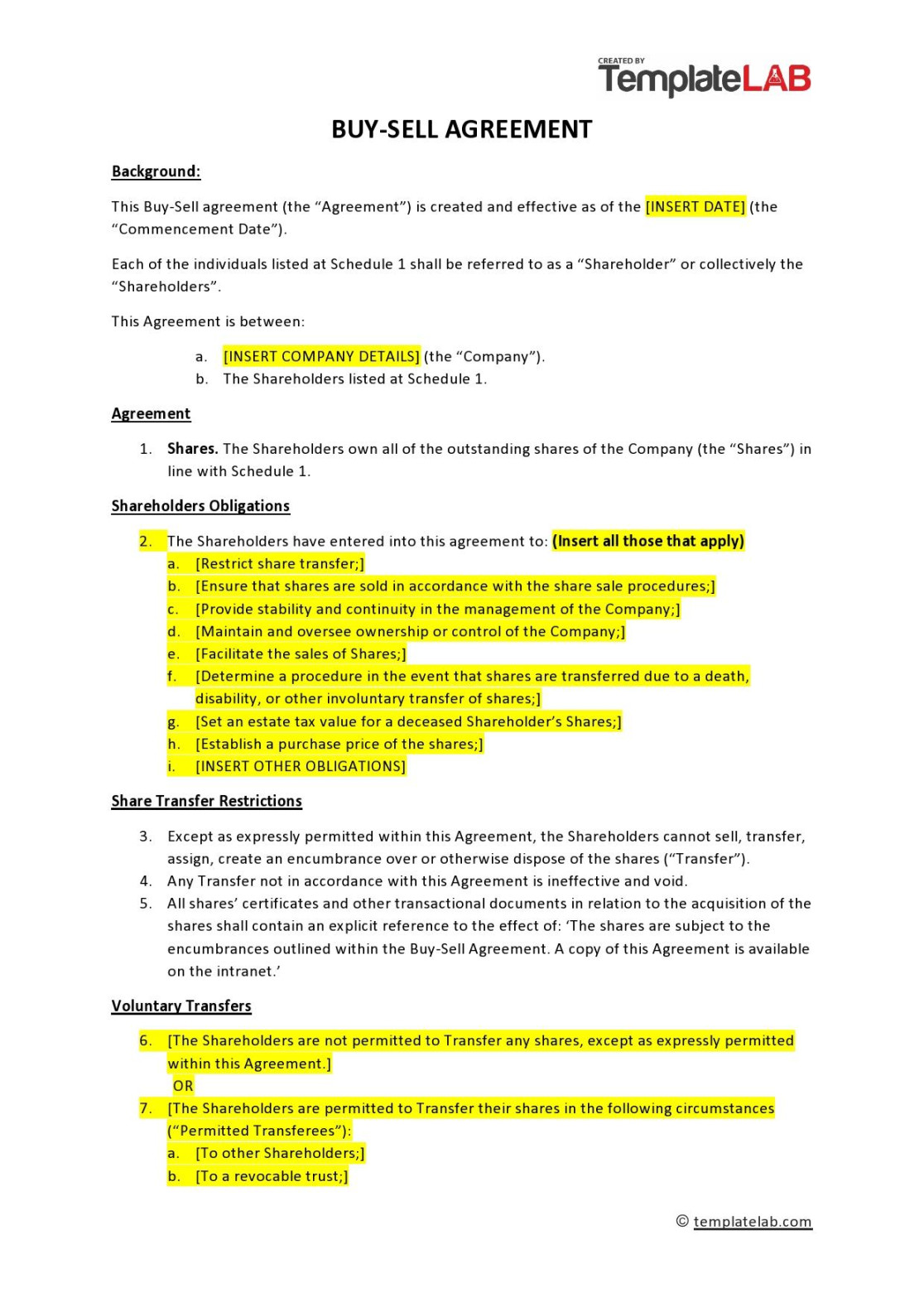 Free Buy-Sell Agreement Templates (& Samples)