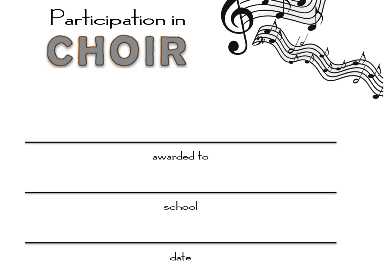 + Free Choir Certificate of Participation Templates - PDF  Free