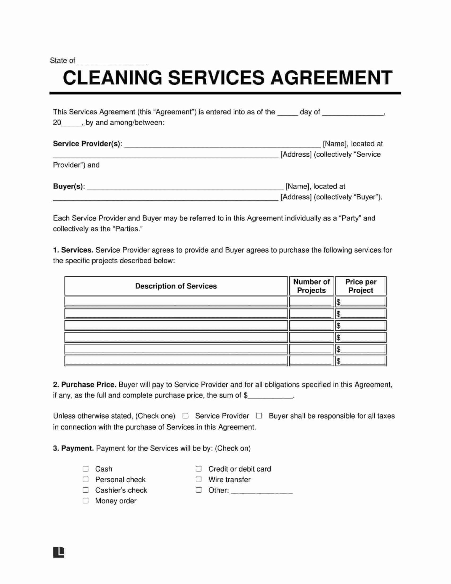 Free Cleaning Service Contract Template  Legal Templates