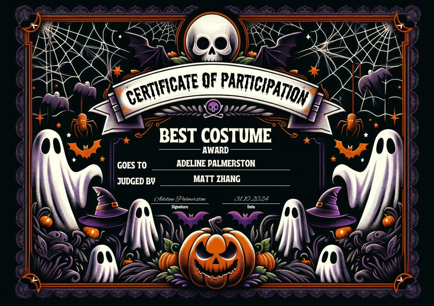 Free custom printable Halloween certificate templates  Canva