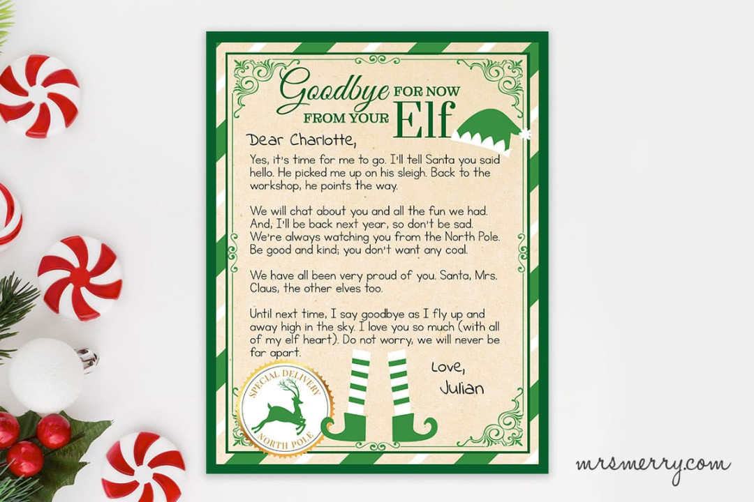 Free Elf on the Shelf Goodbye Letter Printable  Mrs