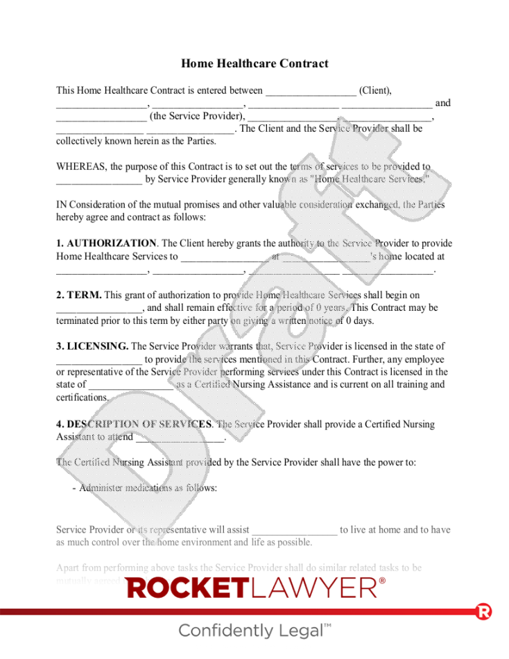 Free Home Health Care Contract Template - Rocket Lawyer