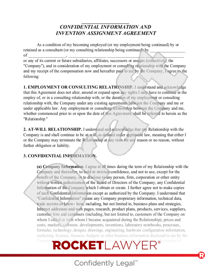 Free Invention Assignment Agreement - Rocket Lawyer