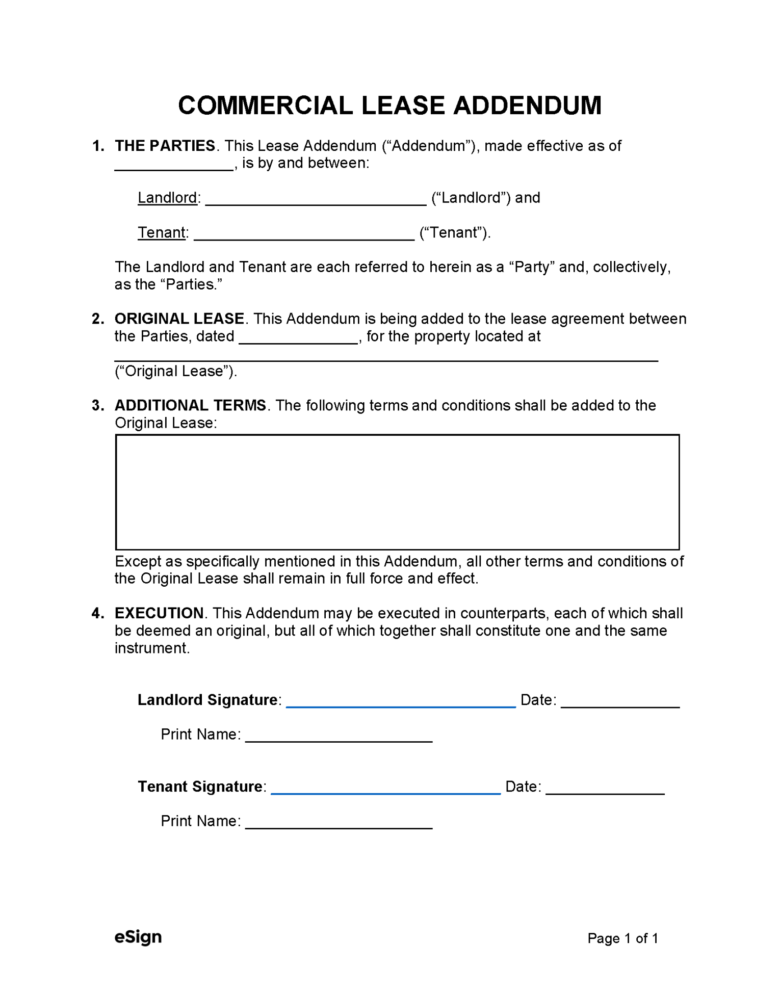 Free Lease Addendum Templates ()  PDF  Word