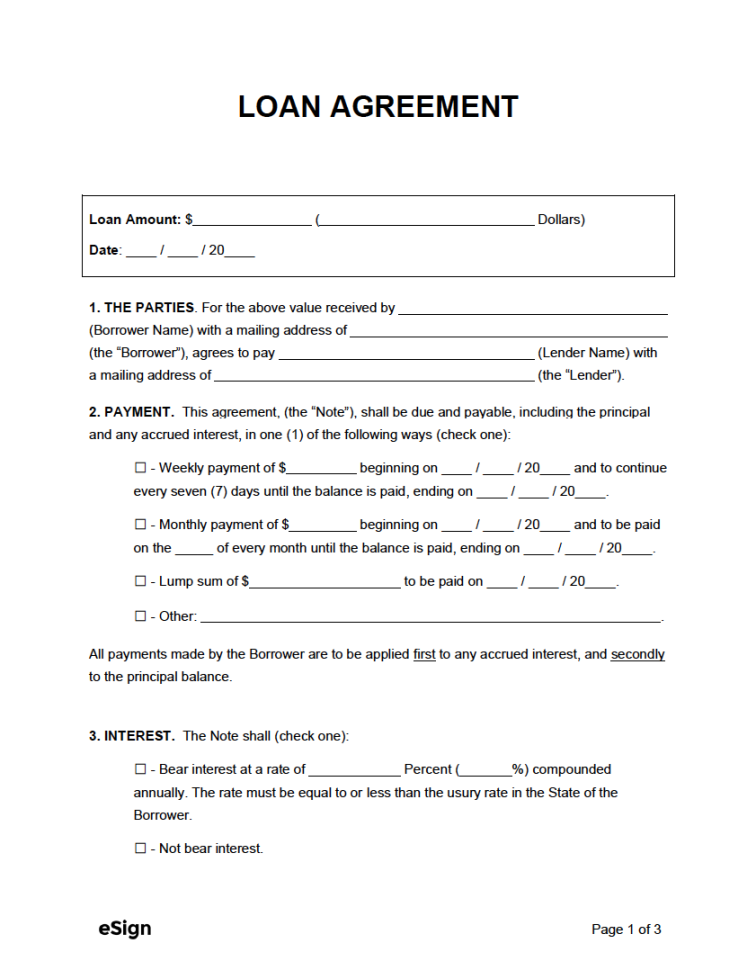 Free Loan Agreement Template  PDF  Word