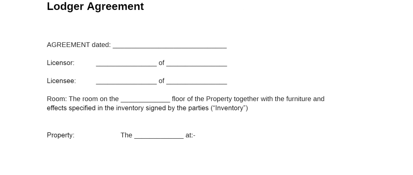 Free lodger agreement template download - Lofti