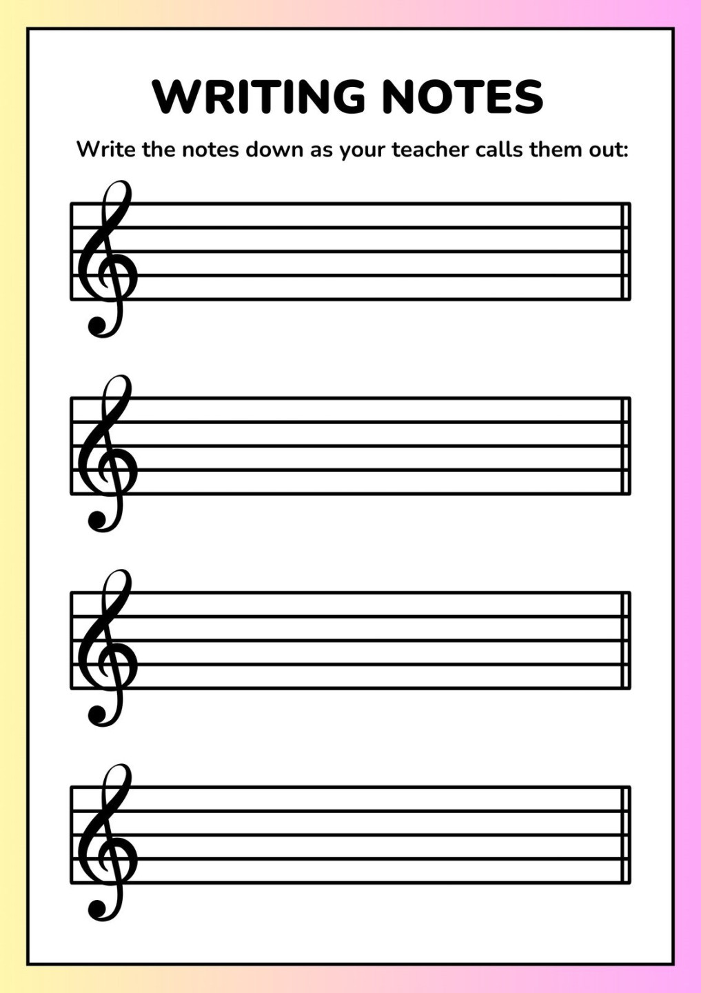 Free music worksheet templates to edit and print  Canva