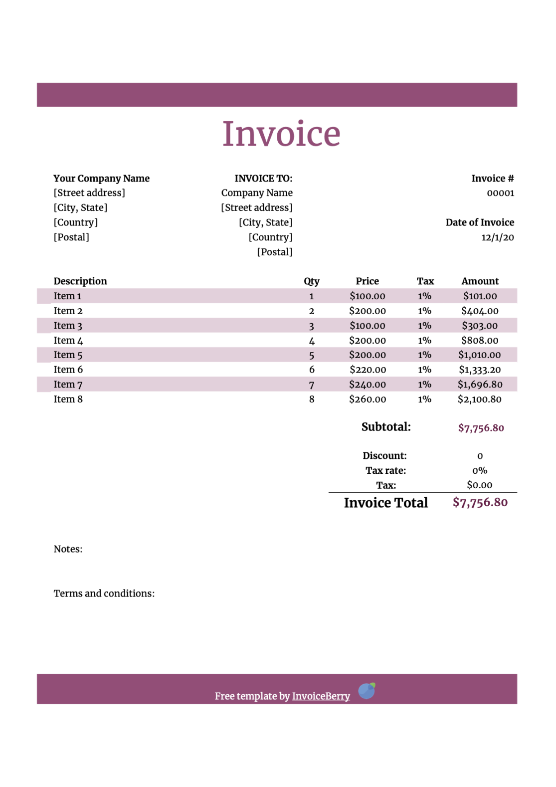 Free Numbers invoice templates - get invoice templates for Mac