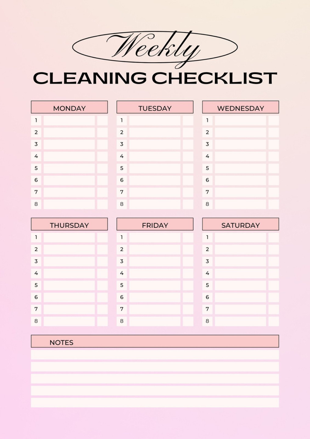 Free printable cleaning checklist templates  Canva