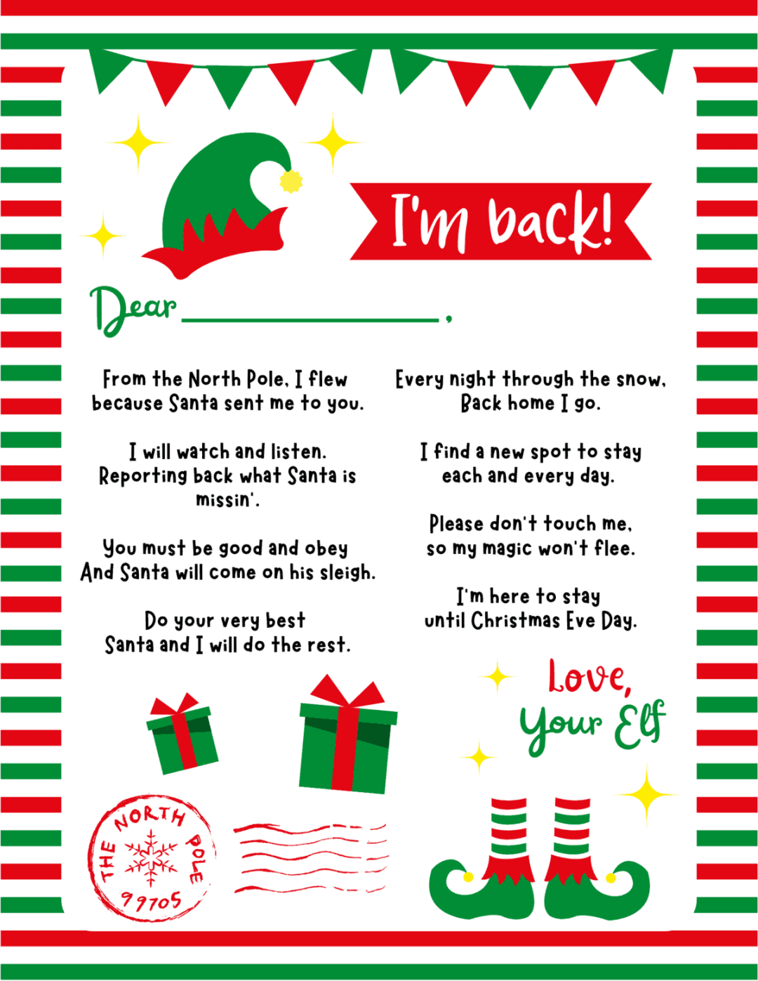 Free Printable Elf on the Shelf Arrival Letter