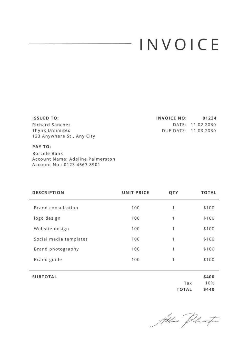 Free, printable, professional invoice templates to customize  Canva