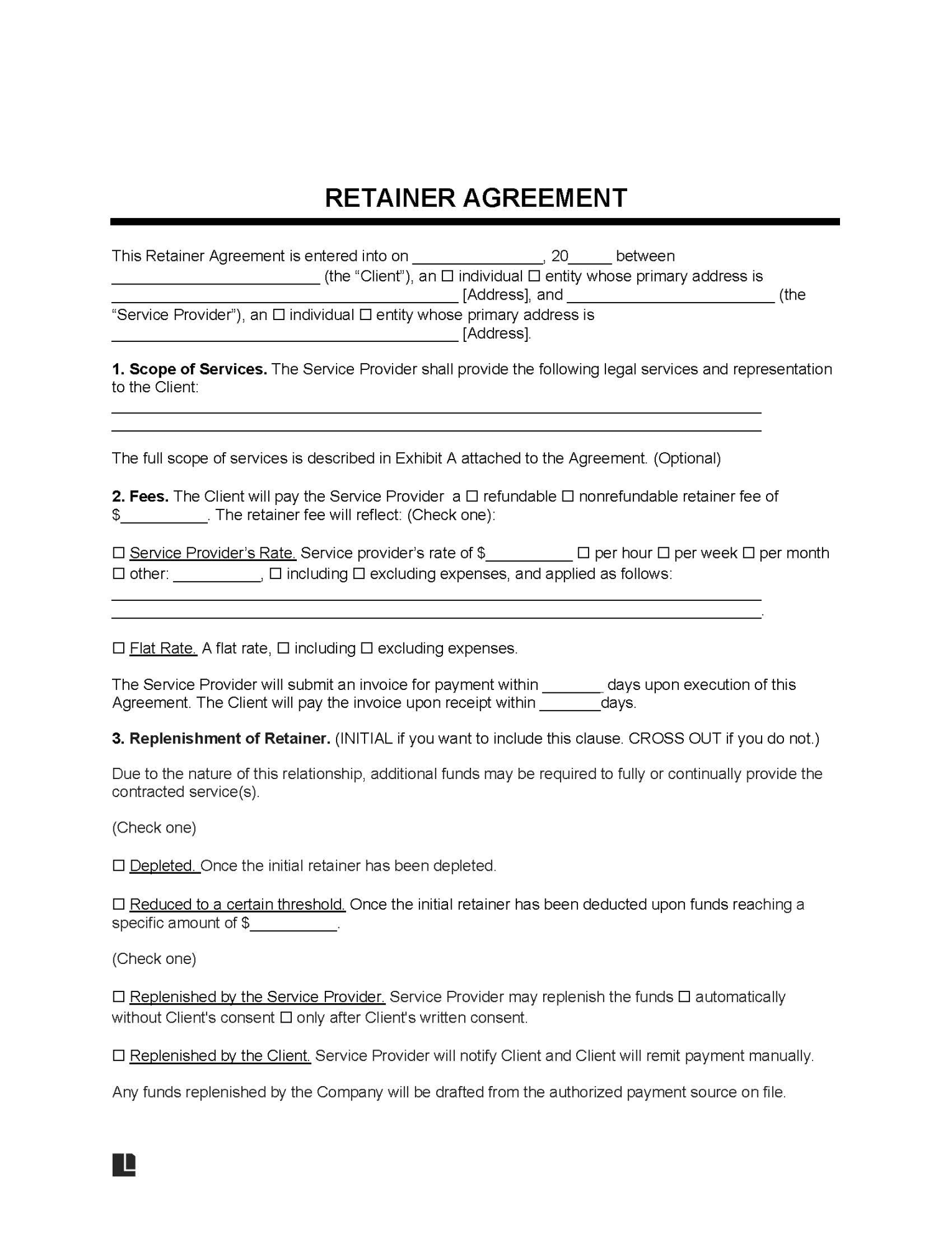 Free Retainer Agreement Templates  PDF & Word Downloads