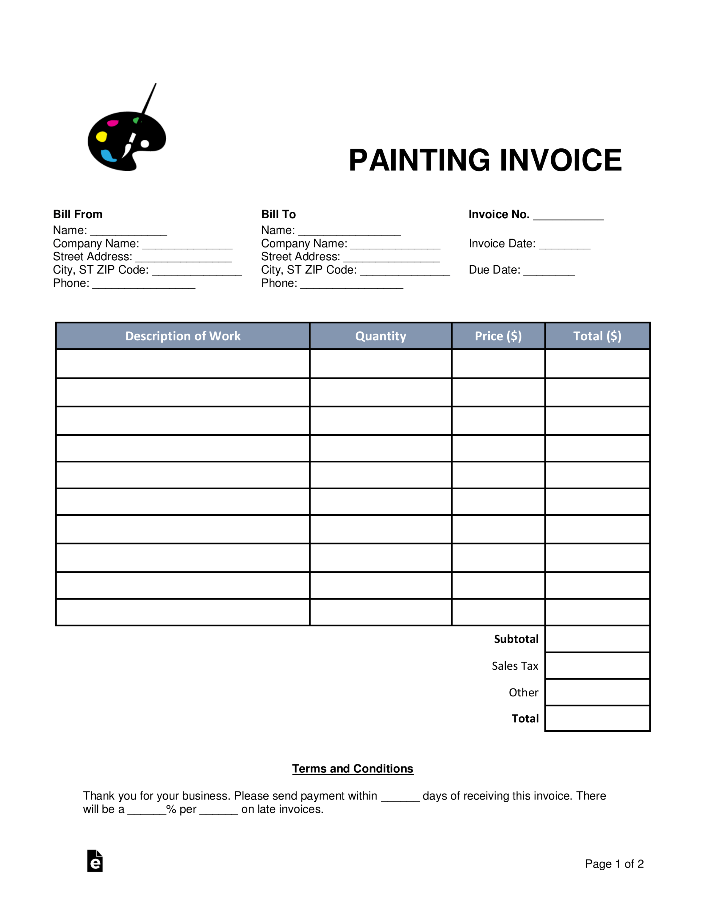 Free Work Invoice Template (FREE -  Updated) - Bonsai