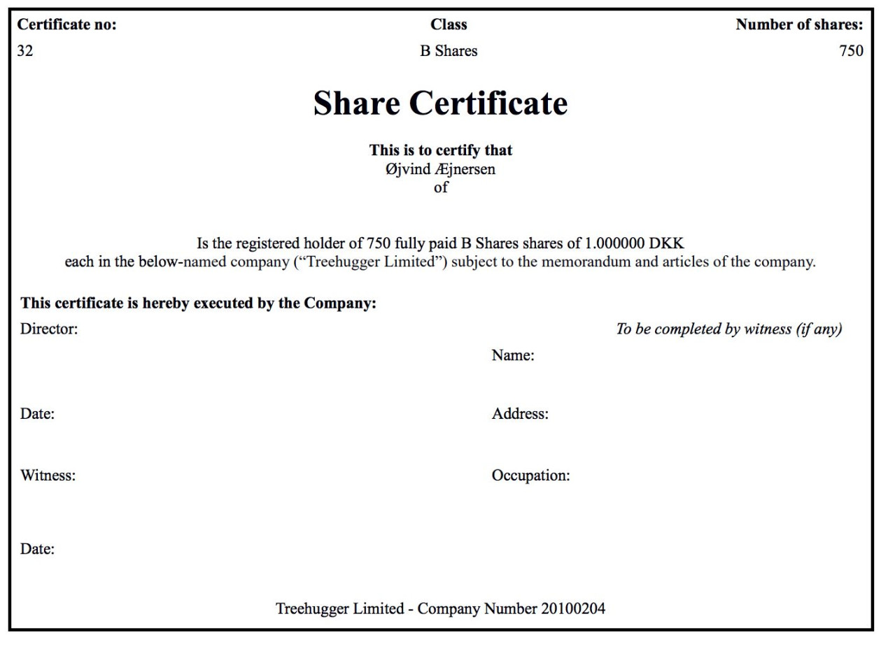 Generating Share Certificates On Capdesk with regard to Share