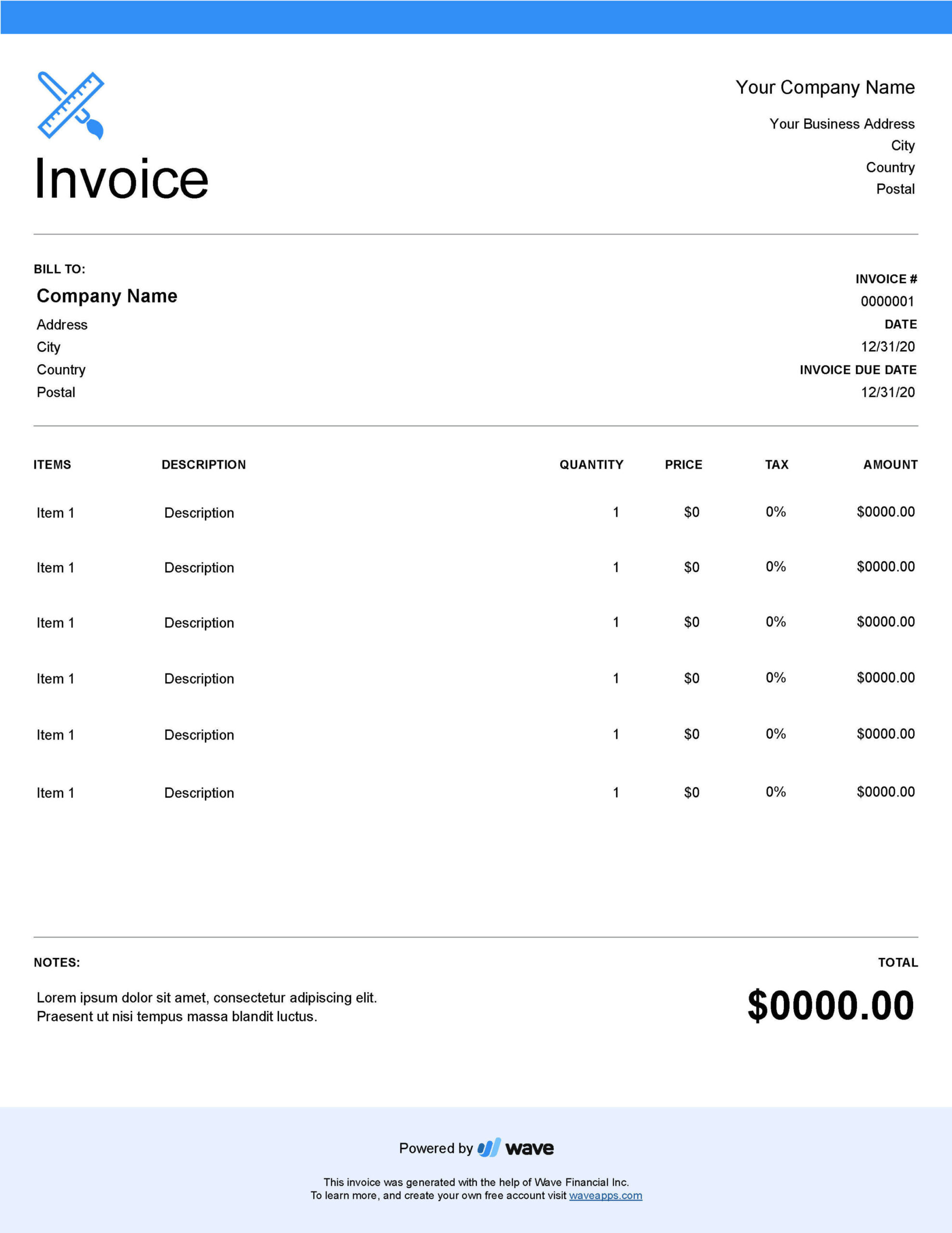 Graphic Design Invoice Template - Wave Financial