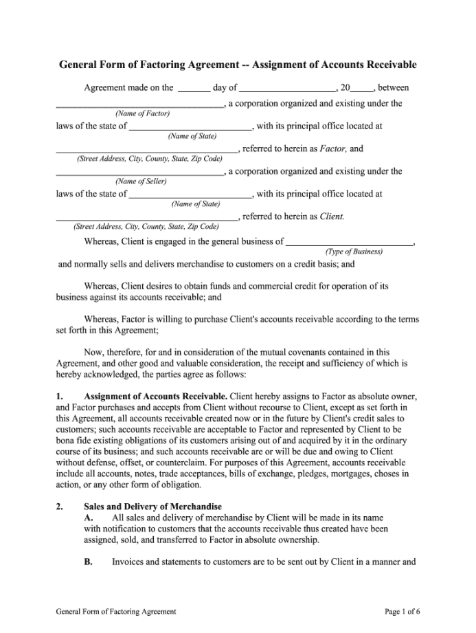 Invoice factoring agreement template: Fill out & sign online  DocHub