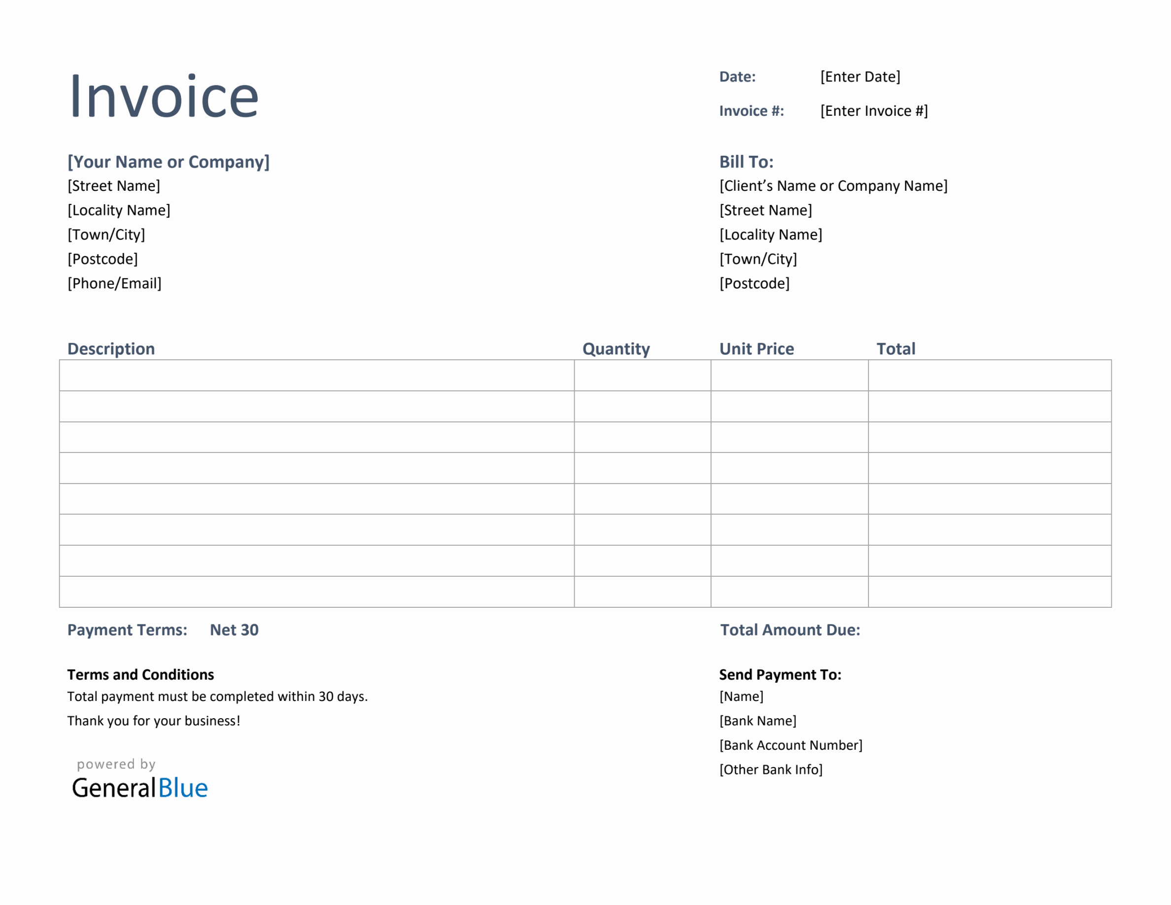 Invoice Template for U.K