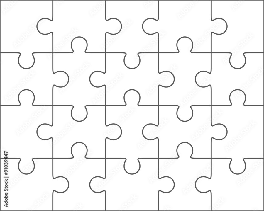 Jigsaw puzzle blank template x, twenty pieces Stock-Vektorgrafik