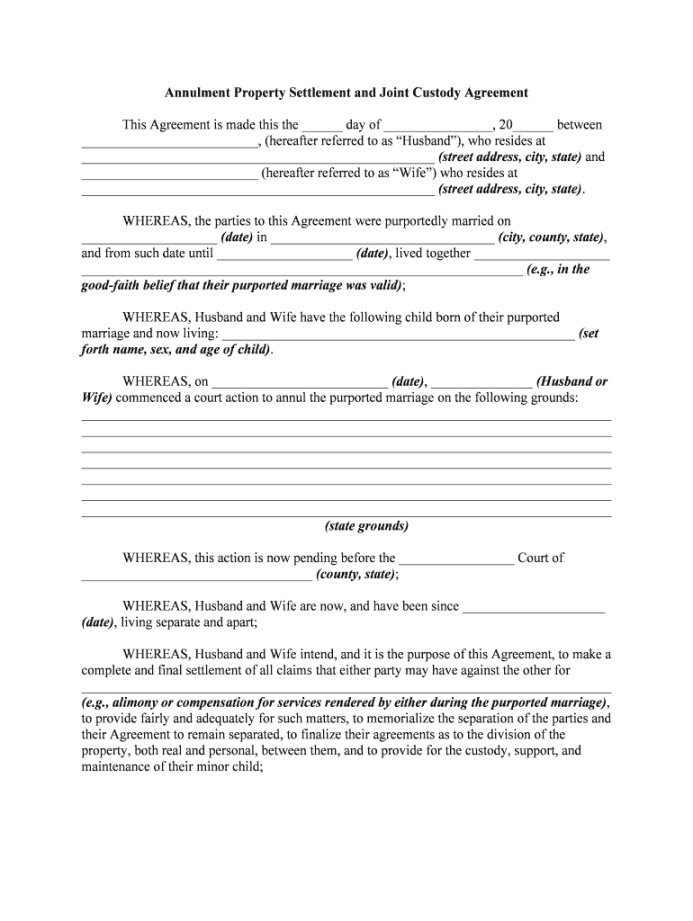 Joint child  custody agreement