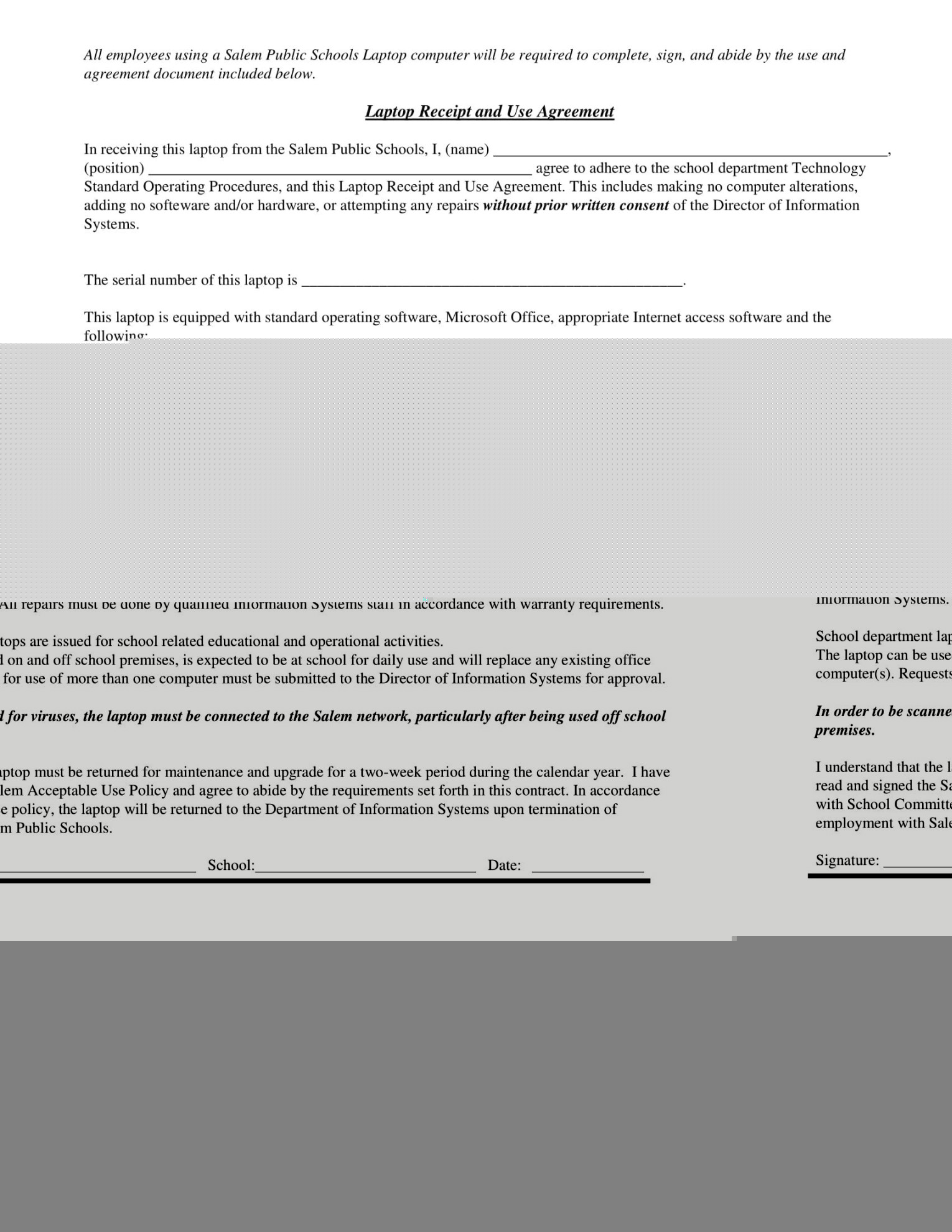 Laptop Loan Agreement Template - Sfiveband